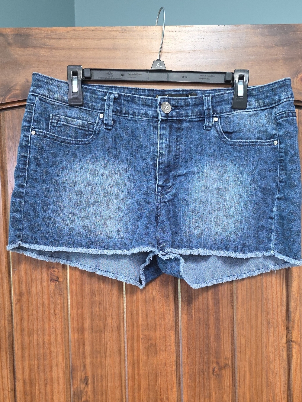 Kardashian Kourtney Denim Leopard Shorts - Size 14